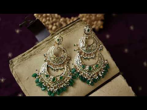 Vinya Green Jadau Chandbali