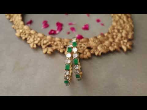 Vriha Green Polki Bangles - Set of 2