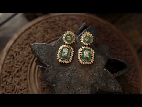 Asozi Mint Polki Silver Earrings