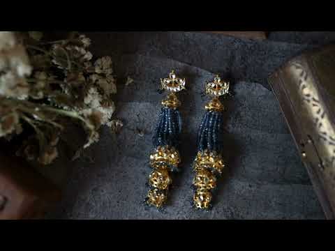 Shuchita Blue Kundan Jhumka Earrings