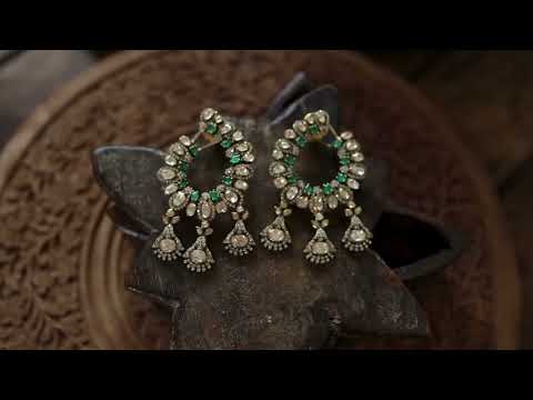 Erasa Polki Silver Earrings