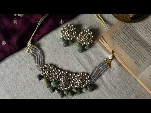 Quincy Mint Green Kundan Necklace Set