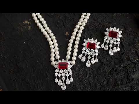 Myla Red Pearls Necklace Set