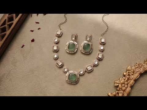 Atharv Mint Polki Necklace Set