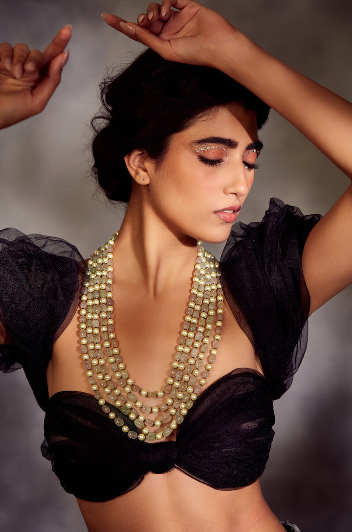 Shazeen Mint Pearl Layered Necklace