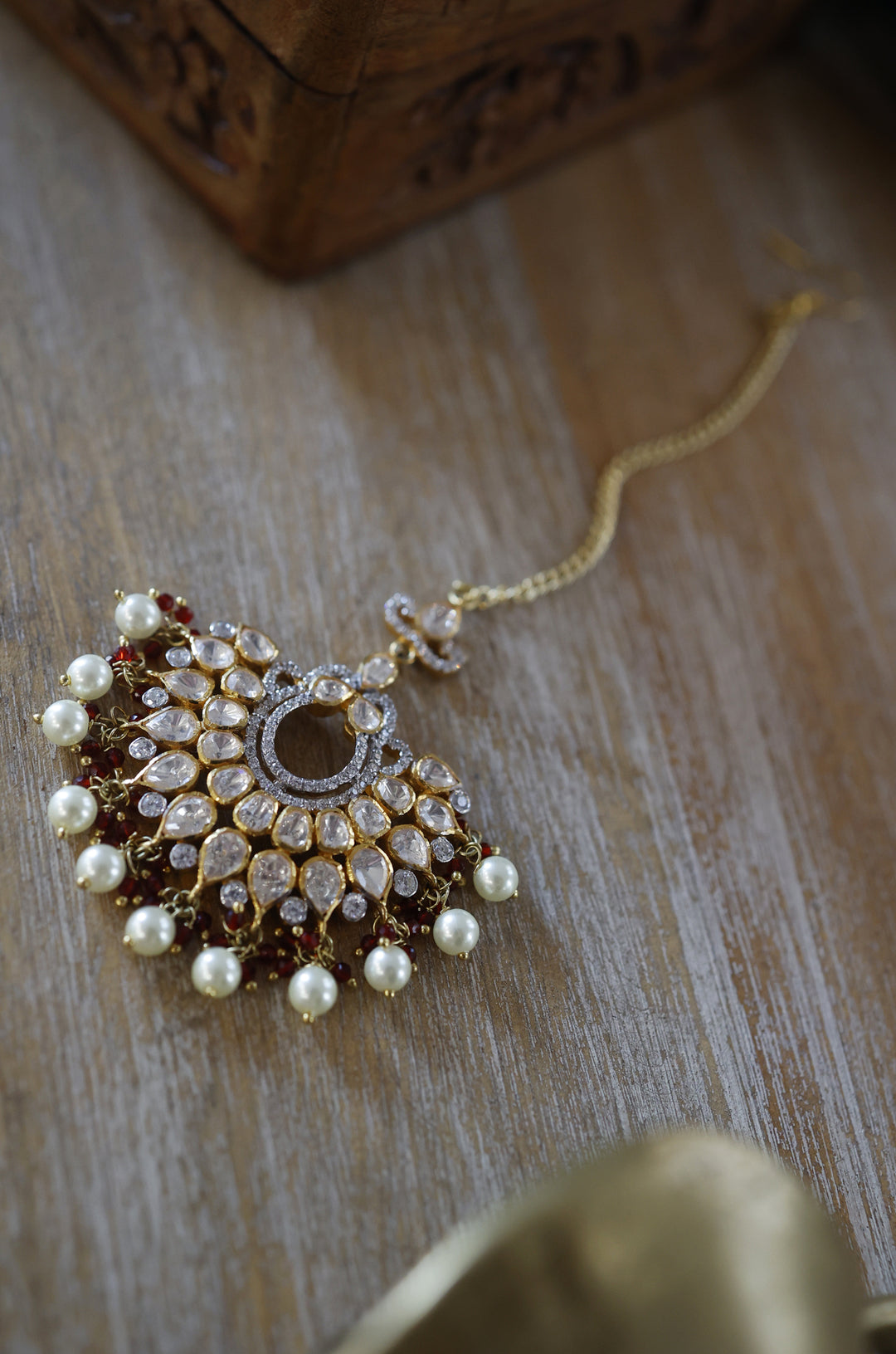 Kehar Silver Polki Maang Tikka