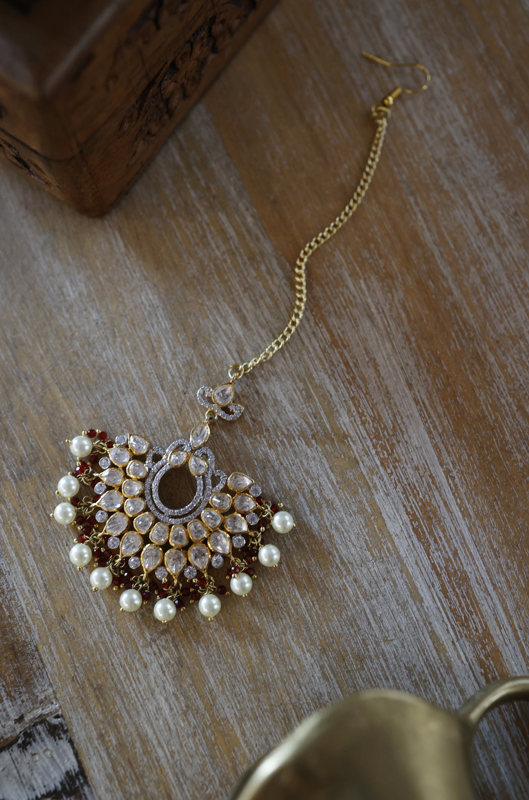 Kehar Silver Polki Maang Tikka