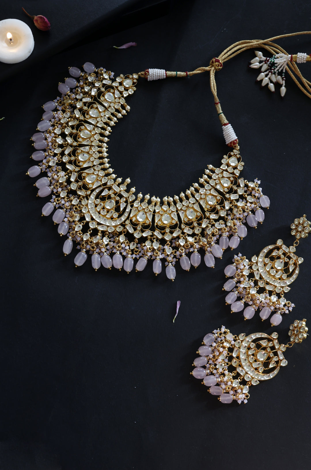 Jivaya Pink Kundan Necklace Set