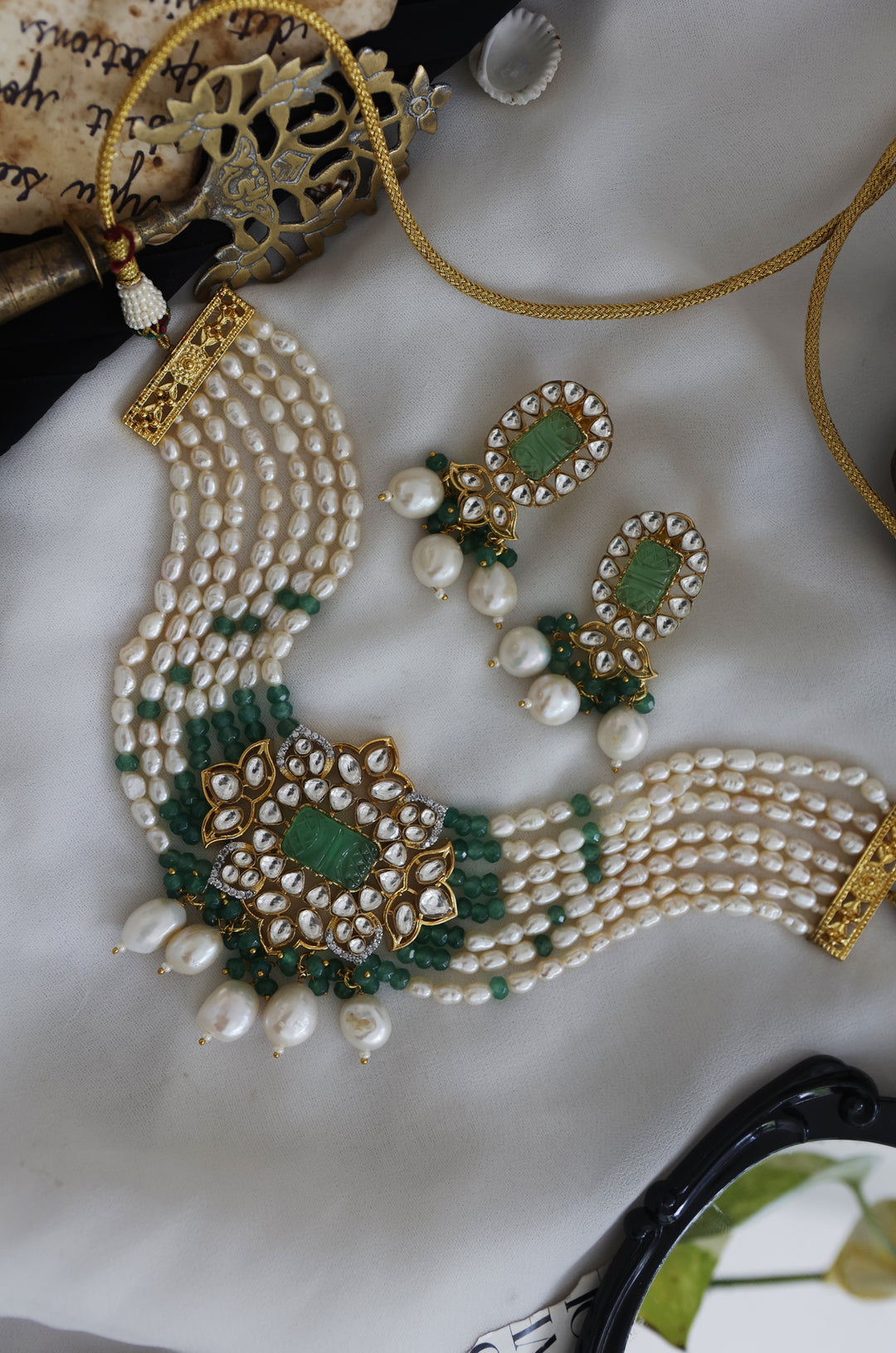 Dhirani Kundan Pearls Necklace Set