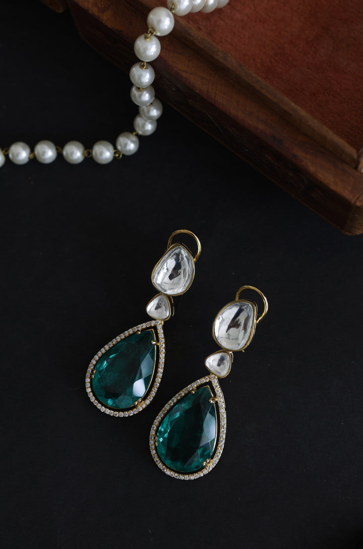 Farida Emerald Green Polki Earrings