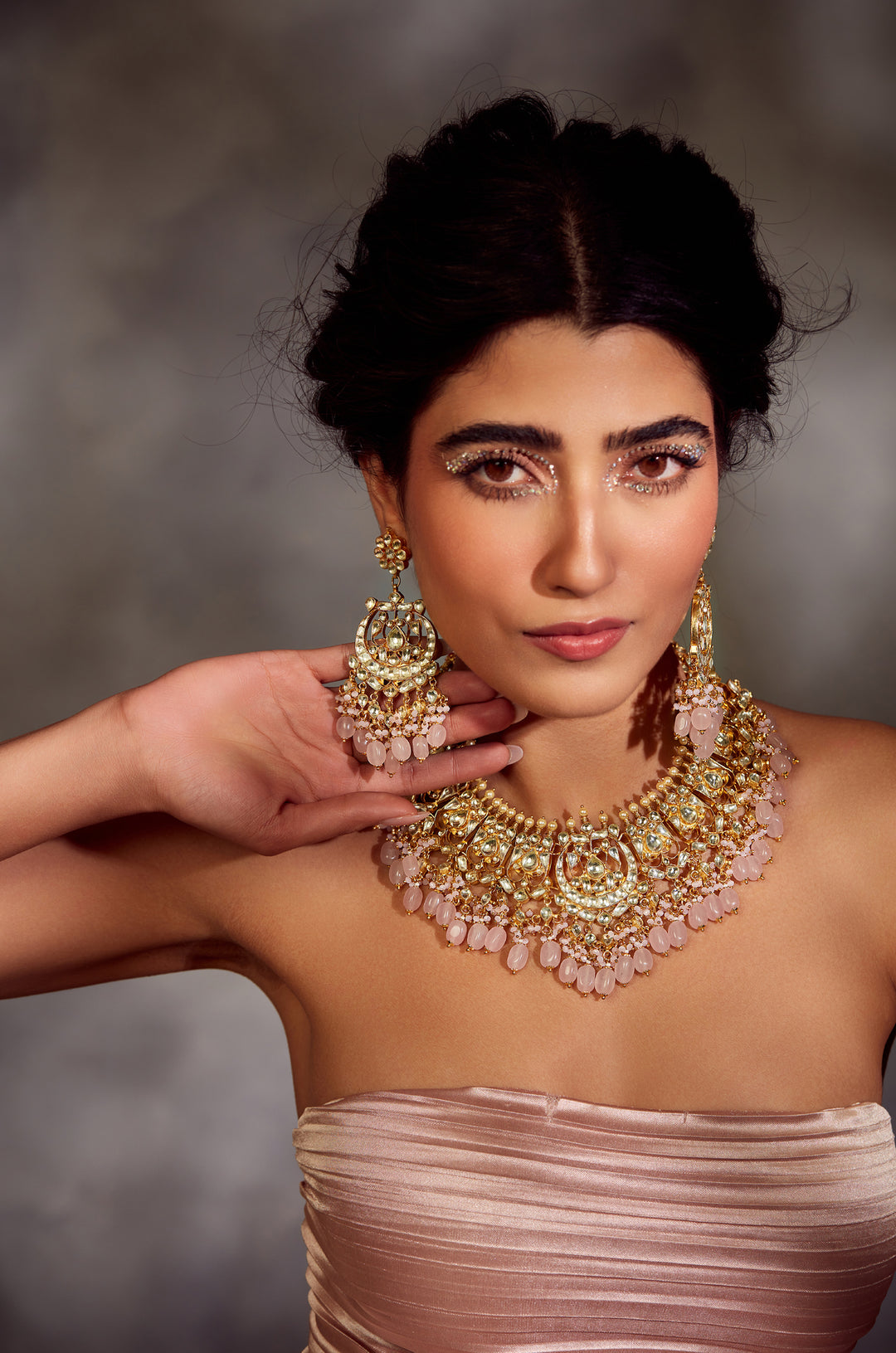 Jivaya Pink Kundan Necklace Set