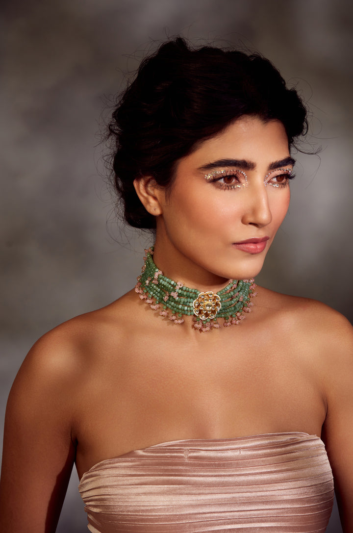 Ziasha Floral Kundan Choker Necklace