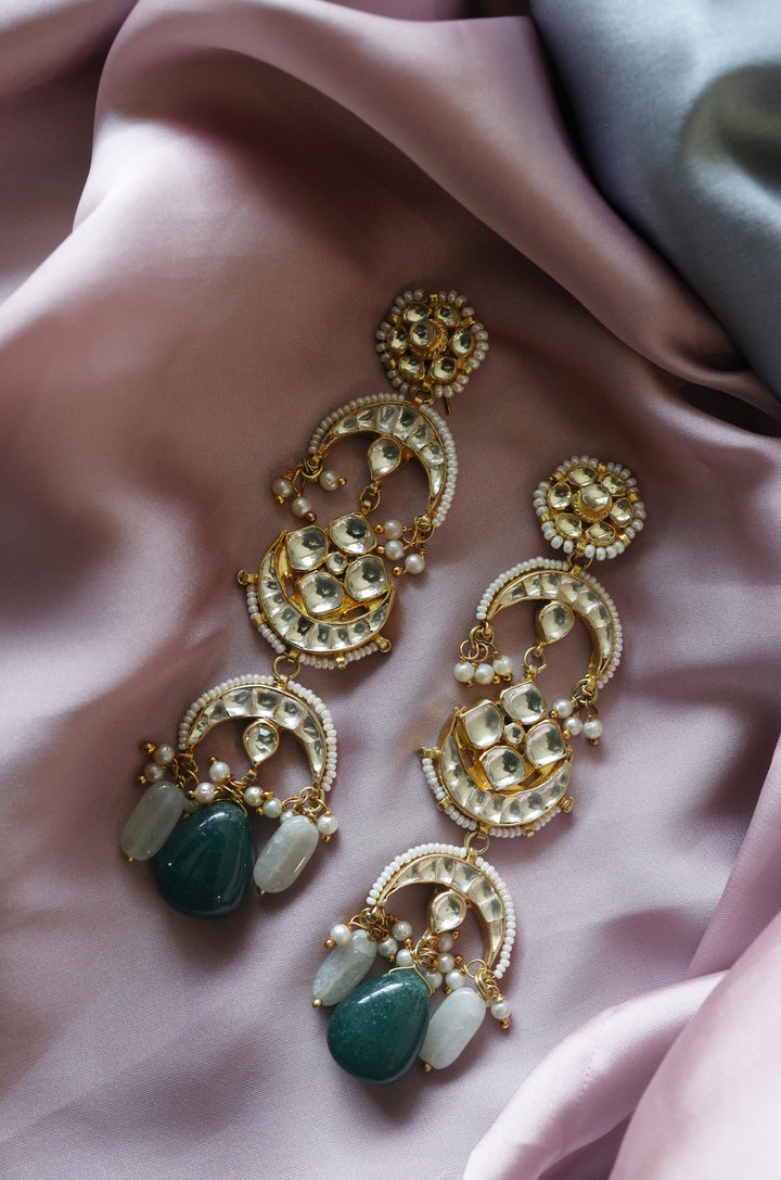 Bhamini Mint Green Kundan Earrings