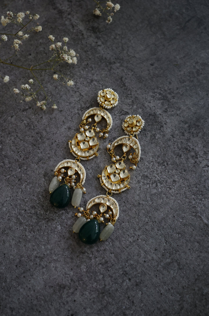 Bhamini Mint Green Kundan Earrings