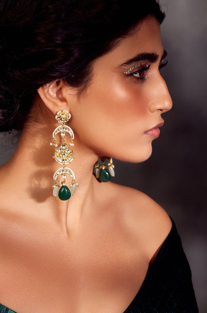 Bhamini Mint Green Kundan Earrings