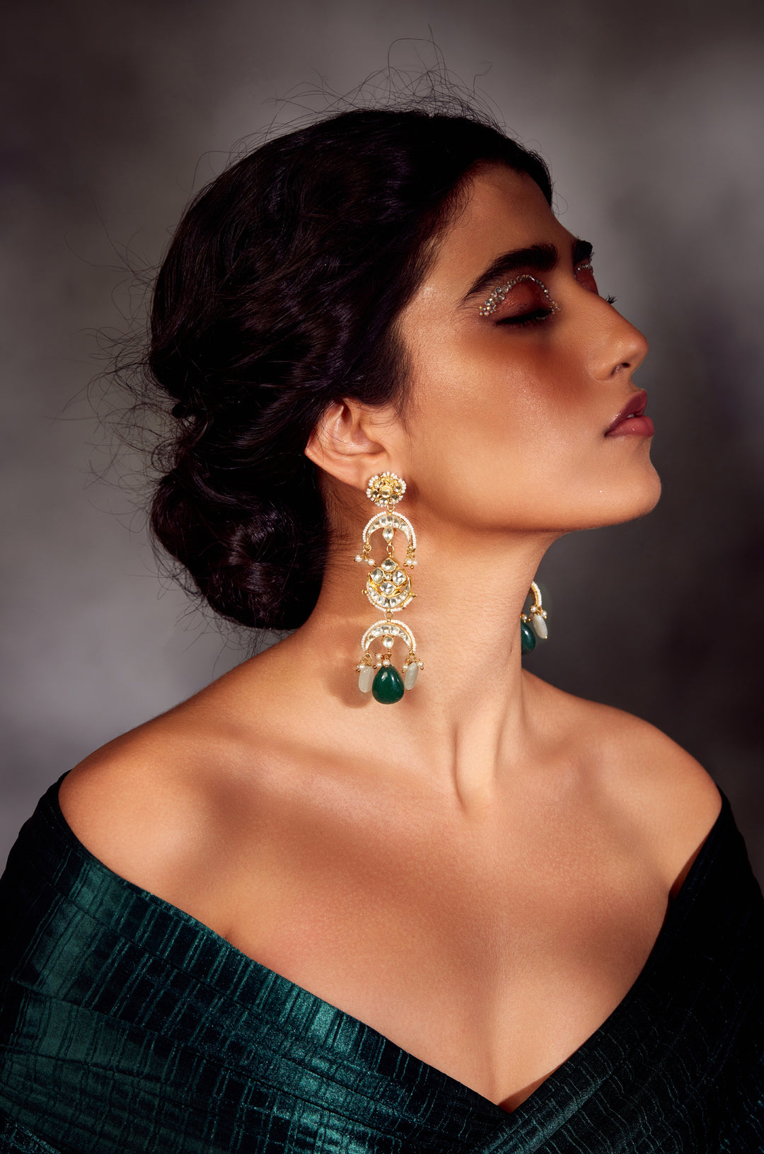Bhamini Mint Green Kundan Earrings