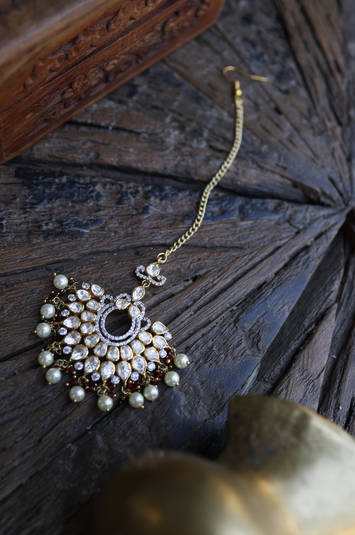 Kehar Silver Polki Maang Tikka