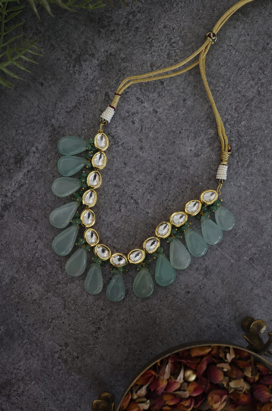 Mona Mint Kundan Necklace