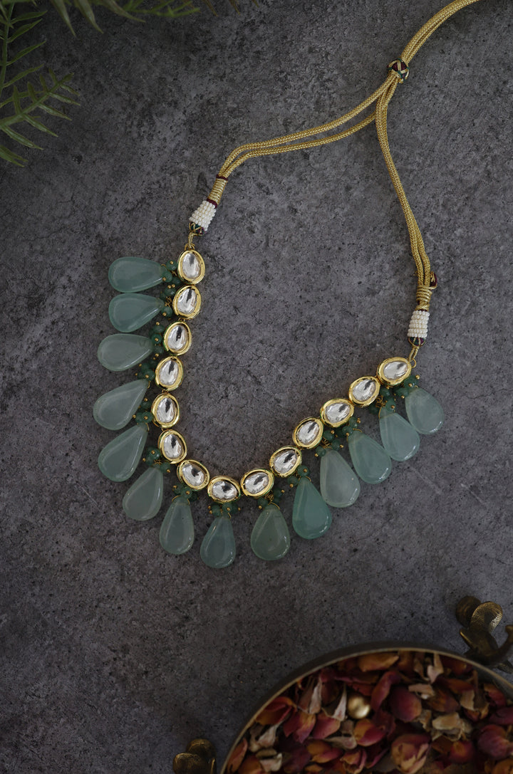 Mona Mint Kundan Necklace