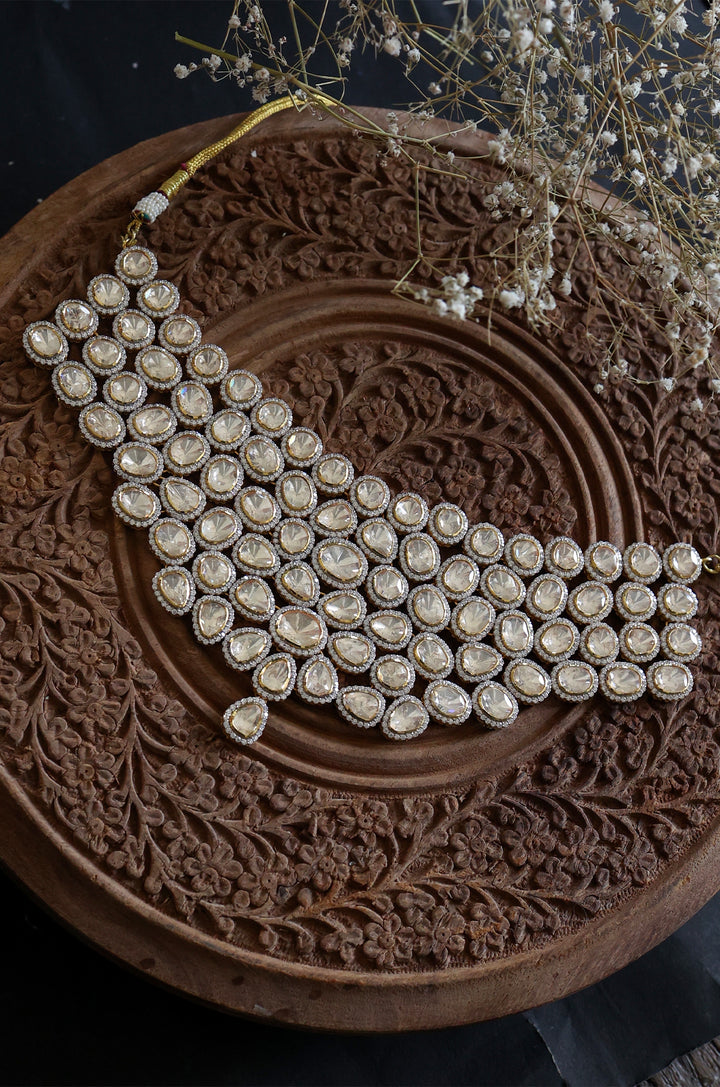 Arissa Polki Silver Choker Necklace