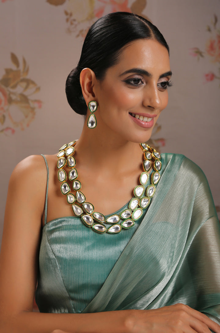 Divyara Green Polki Necklace Set