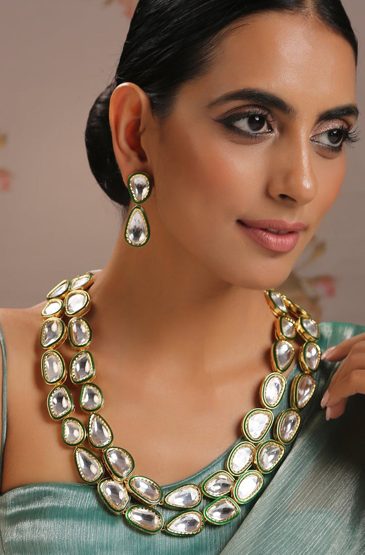 Divyara Green Polki Necklace Set