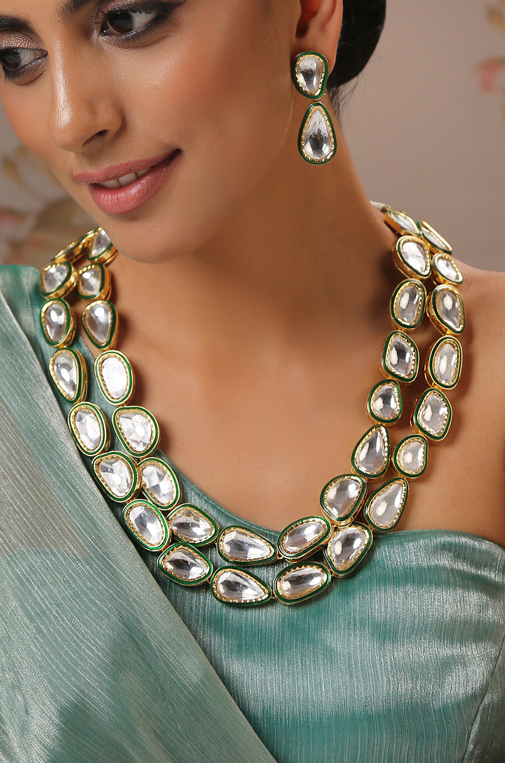 Divyara Green Polki Necklace Set