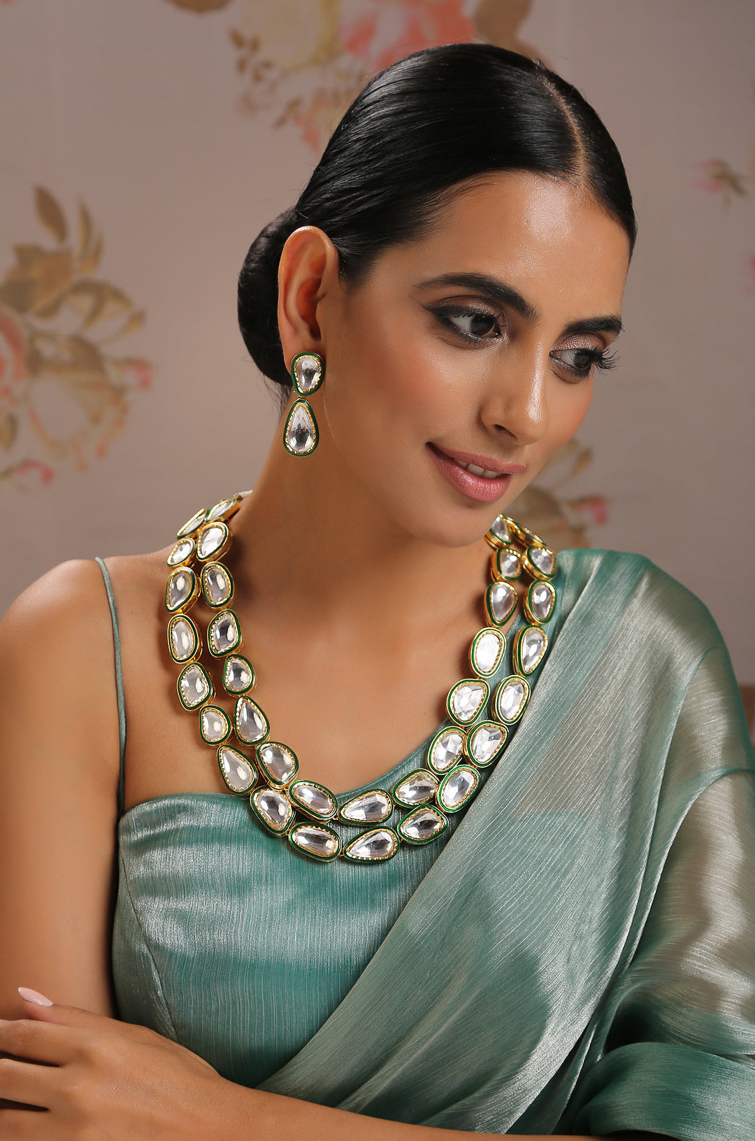 Divyara Green Polki Necklace Set