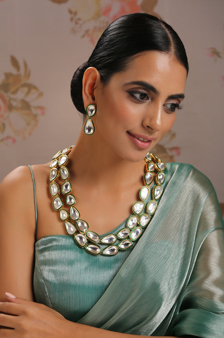 Divyara Green Polki Necklace Set