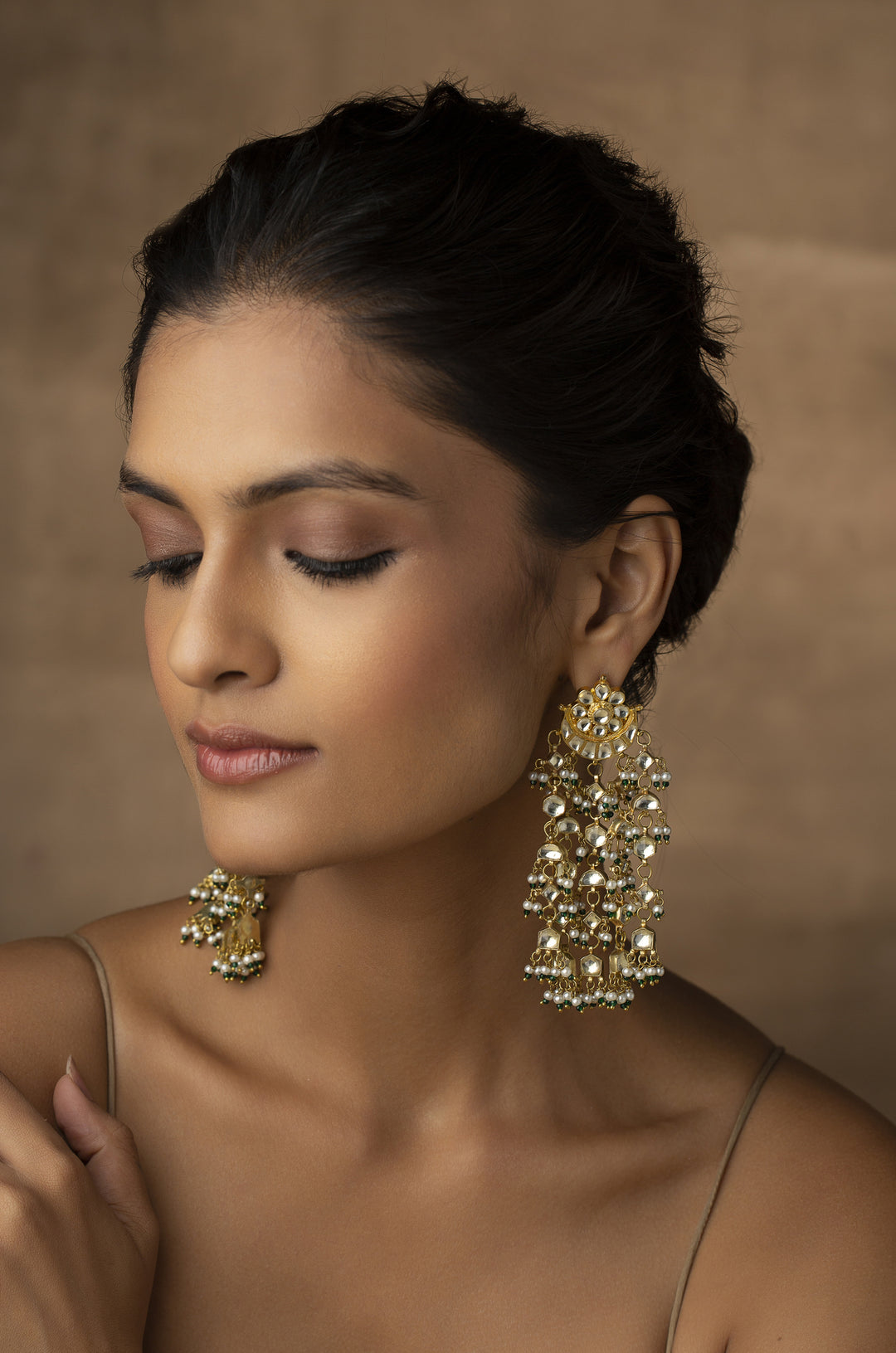 Sanchari Kundan and Pearls Earrings