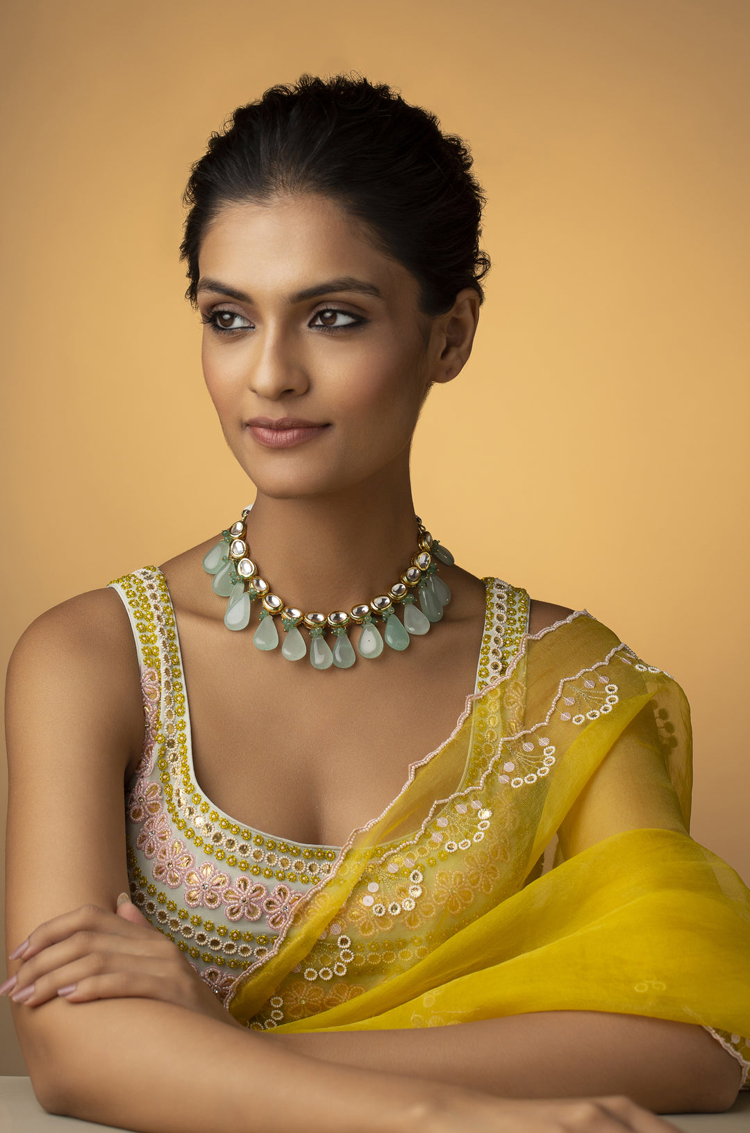 Mona Mint Kundan Necklace