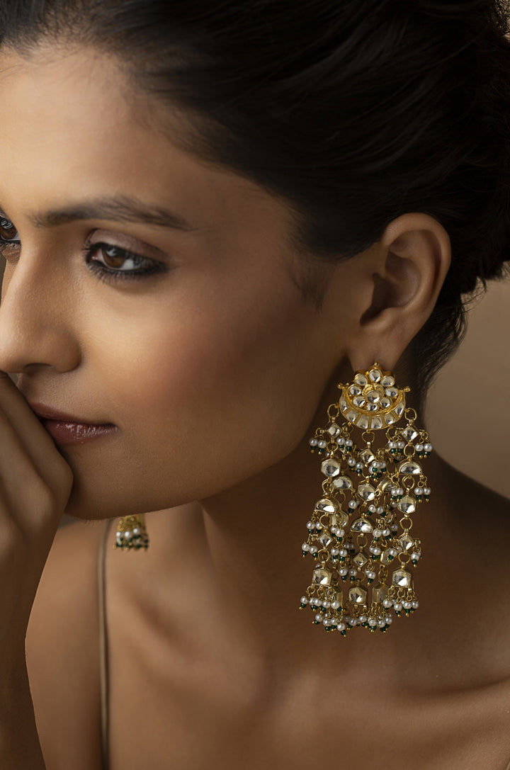 Sanchari Kundan and Pearls Earrings