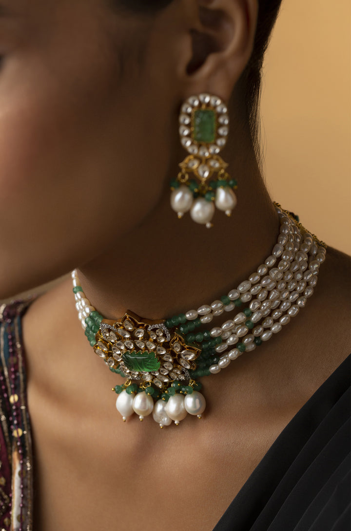 Dhirani Kundan Pearls Necklace Set