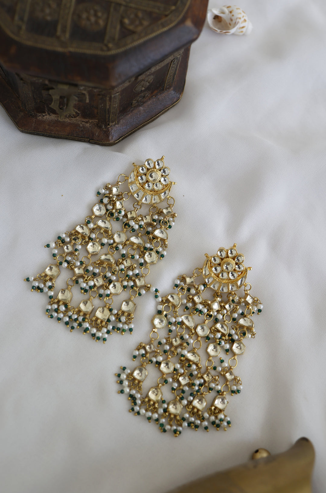 Sanchari Kundan and Pearls Earrings