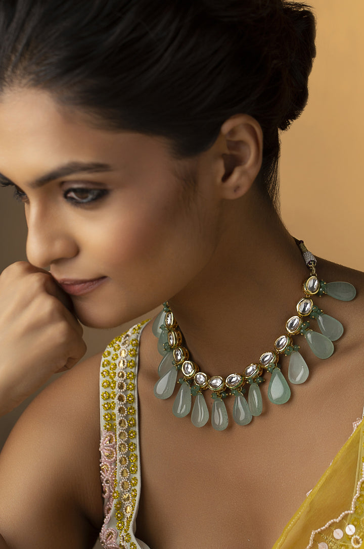 Mona Mint Kundan Necklace