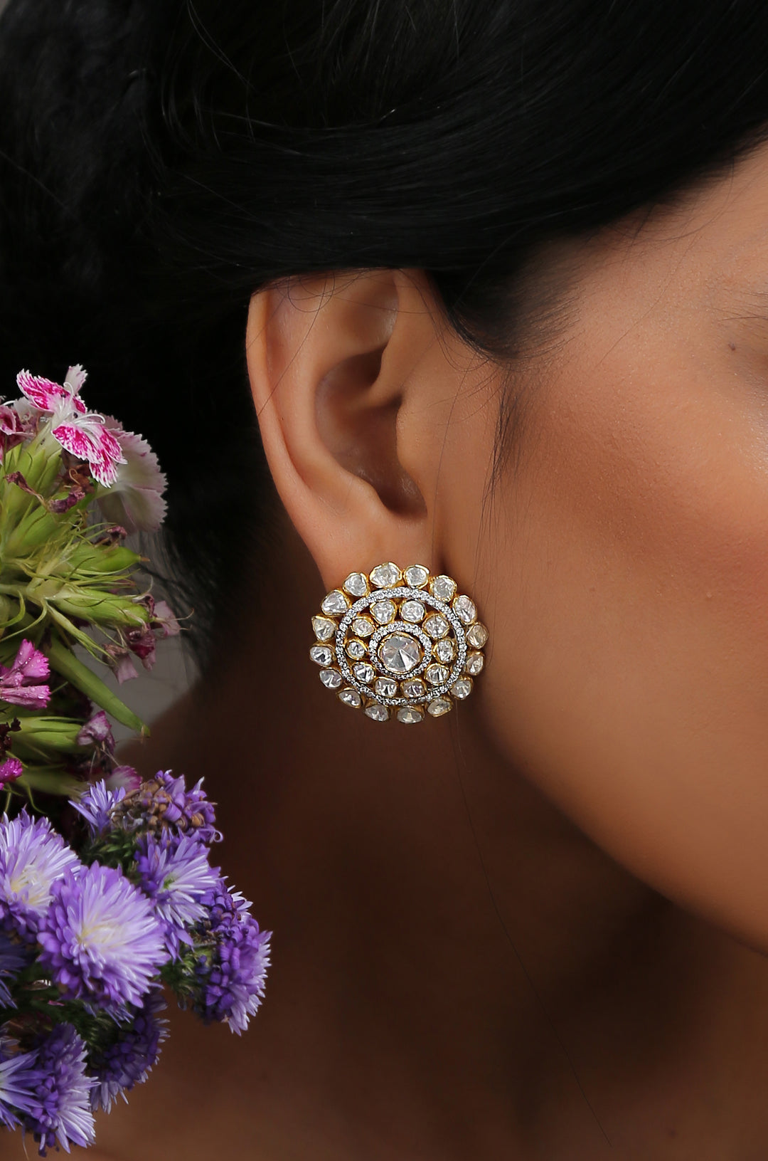 Keisha Polki Silver Studs