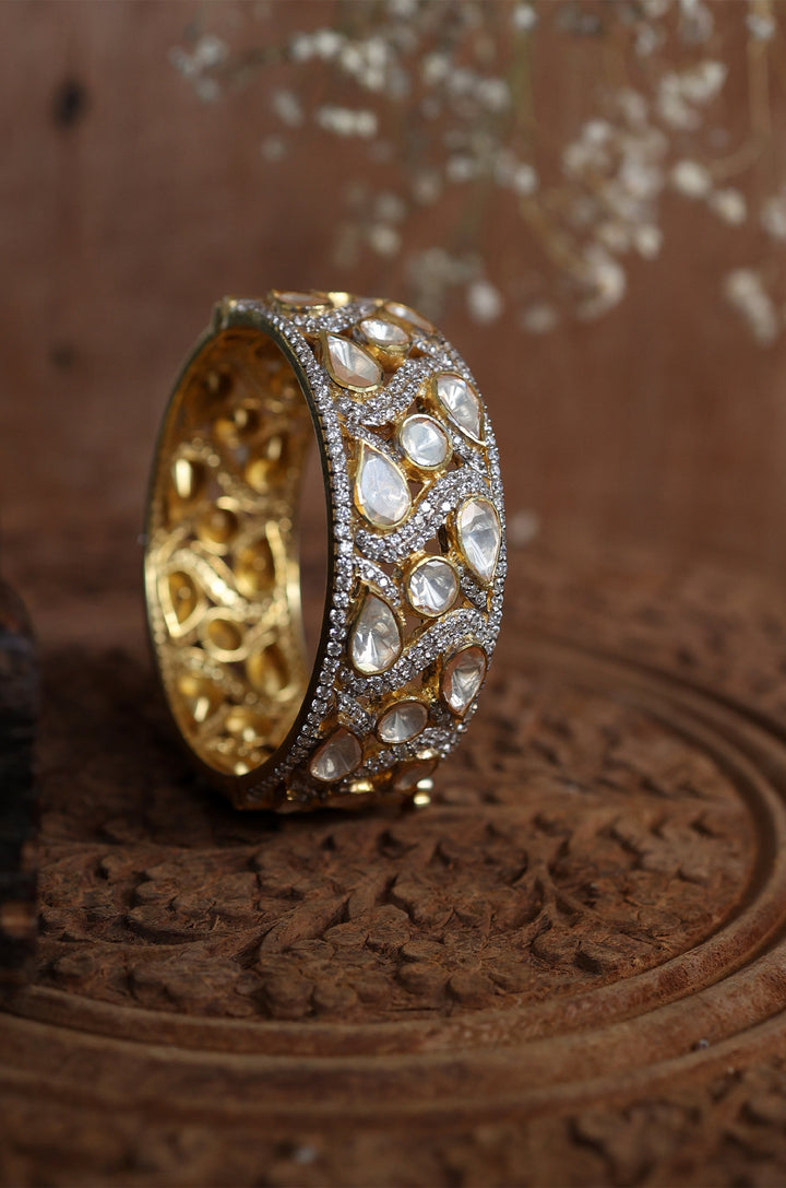 Bina Polki Silver Bangle