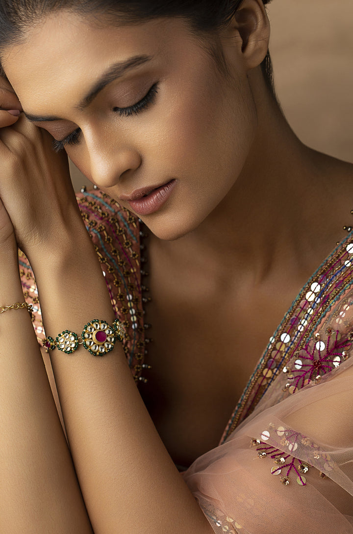 Chayla Green Kundan Bracelet
