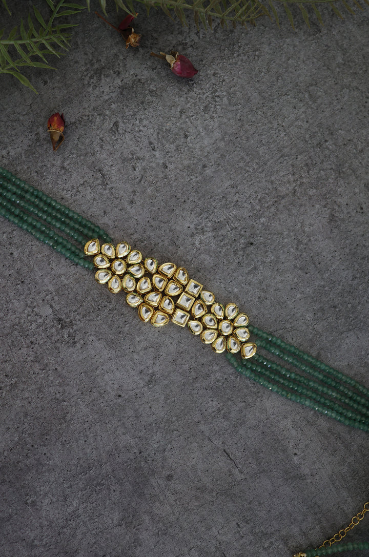 Ezara Kundan Green Waist Belt