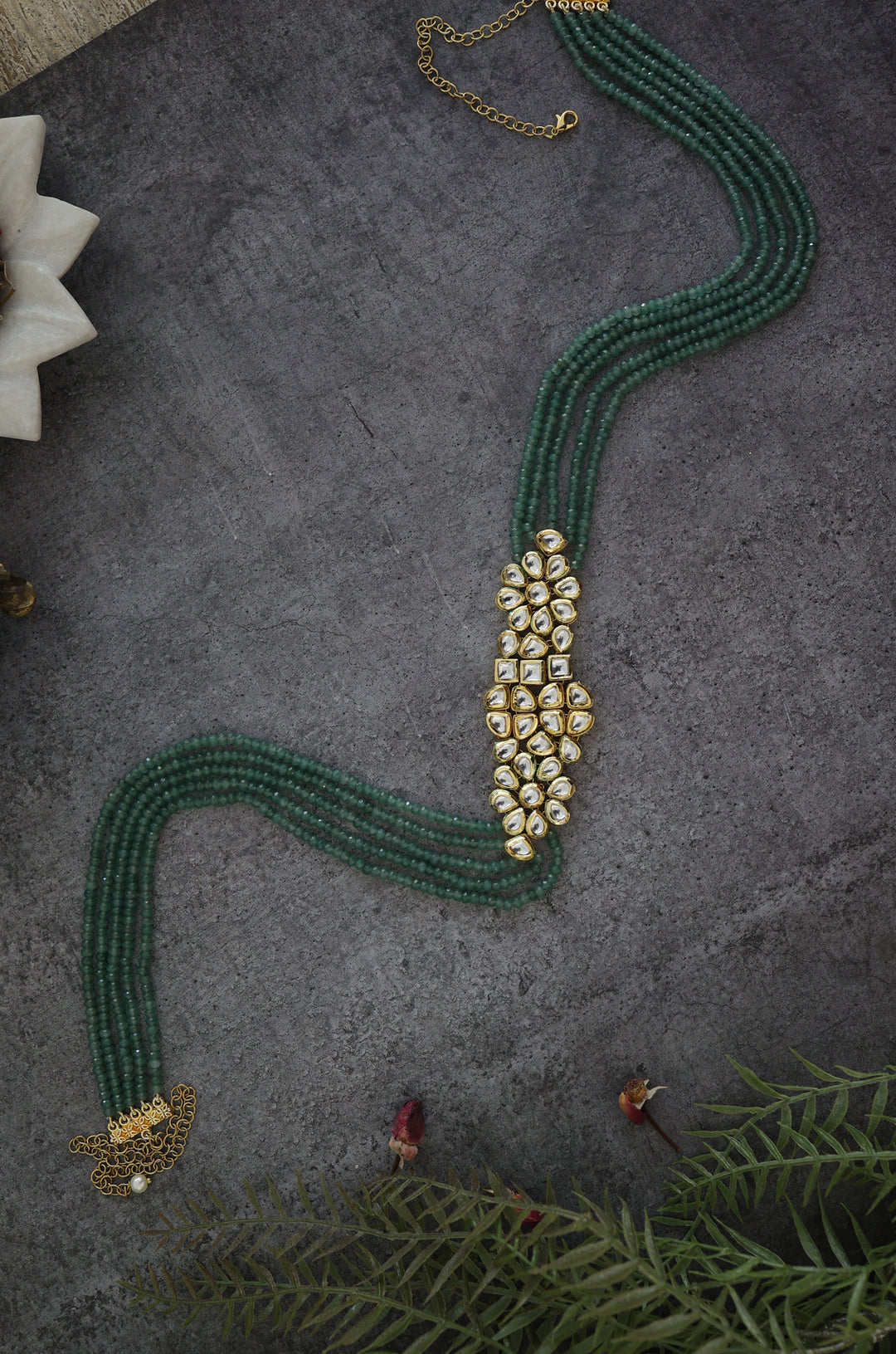 Ezara Kundan Green Waist Belt