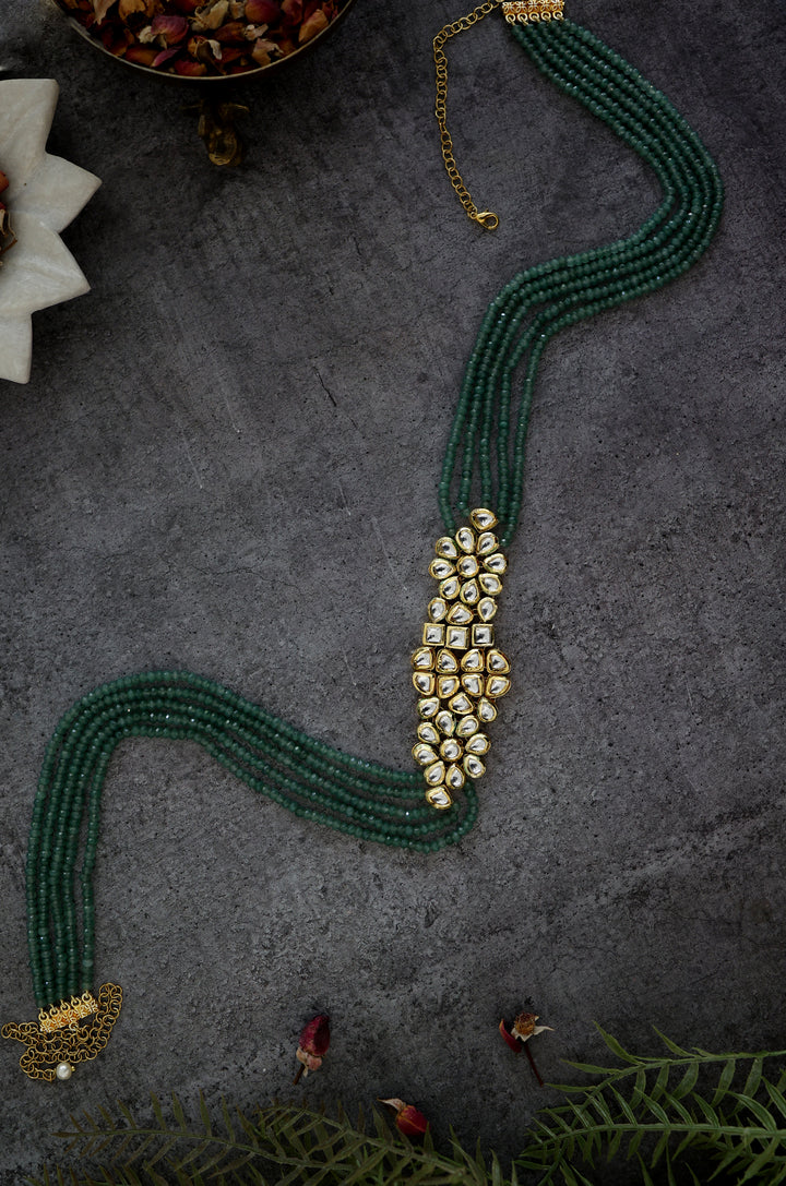 Ezara Kundan Green Waist Belt