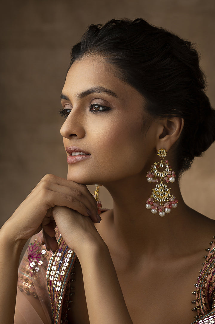 Sumakshi Pink Kundan Earrings