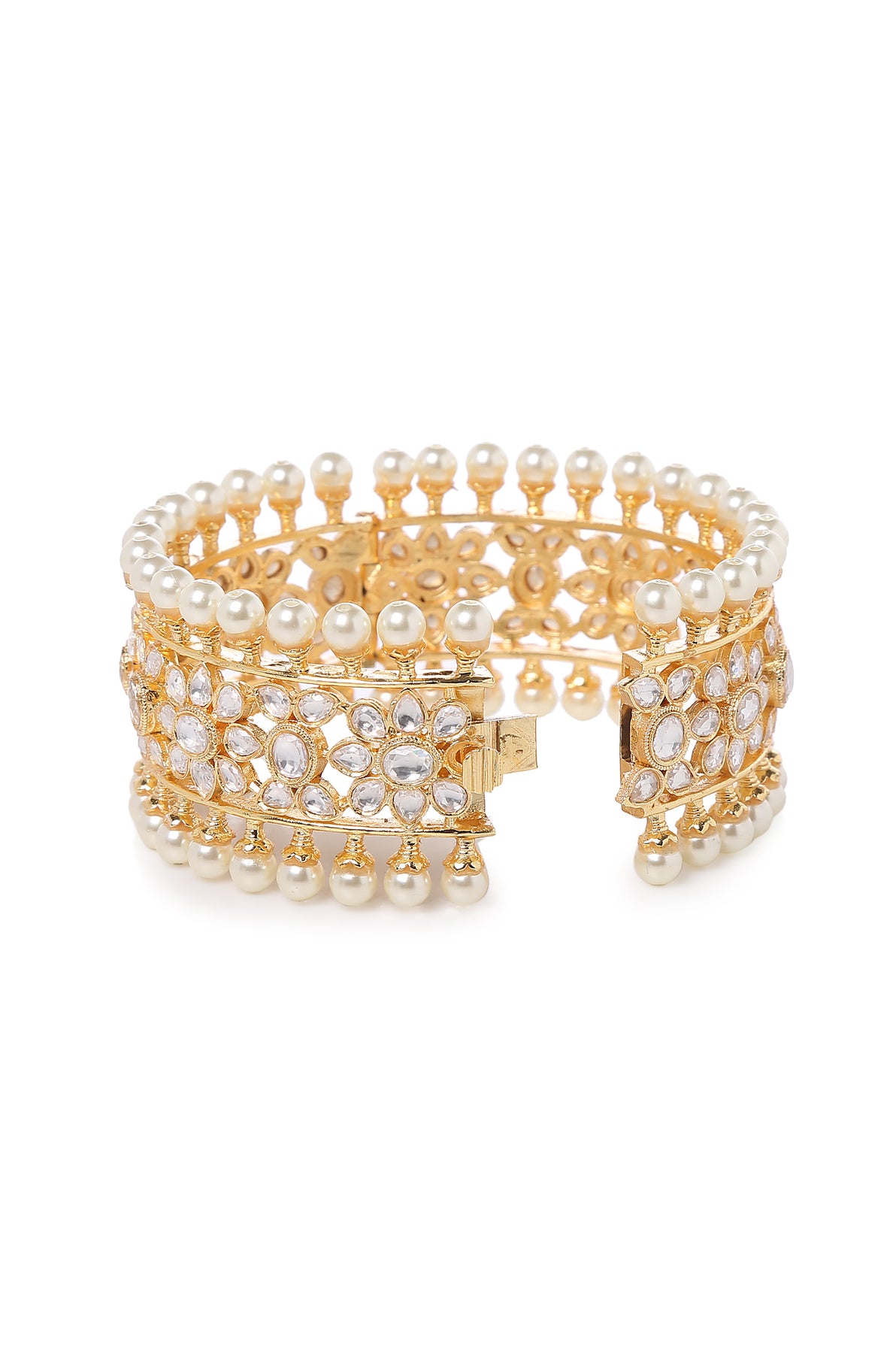 Hiral Gold Plated Kundan & Pearls Bangle – Paisley Pop Shop