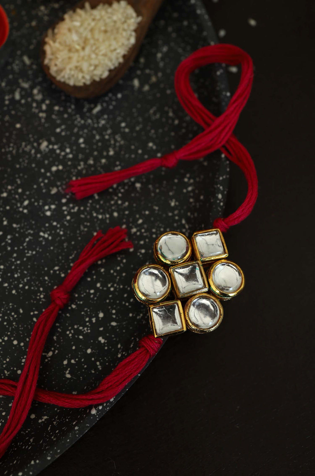 Ankit Gold Plated Kundan Rakhi