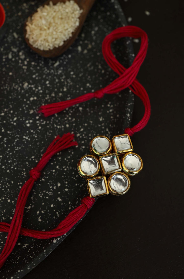 Ankit Gold Plated Kundan Rakhi
