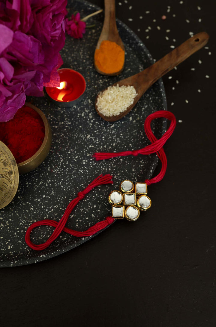 Ankit Gold Plated Kundan Rakhi