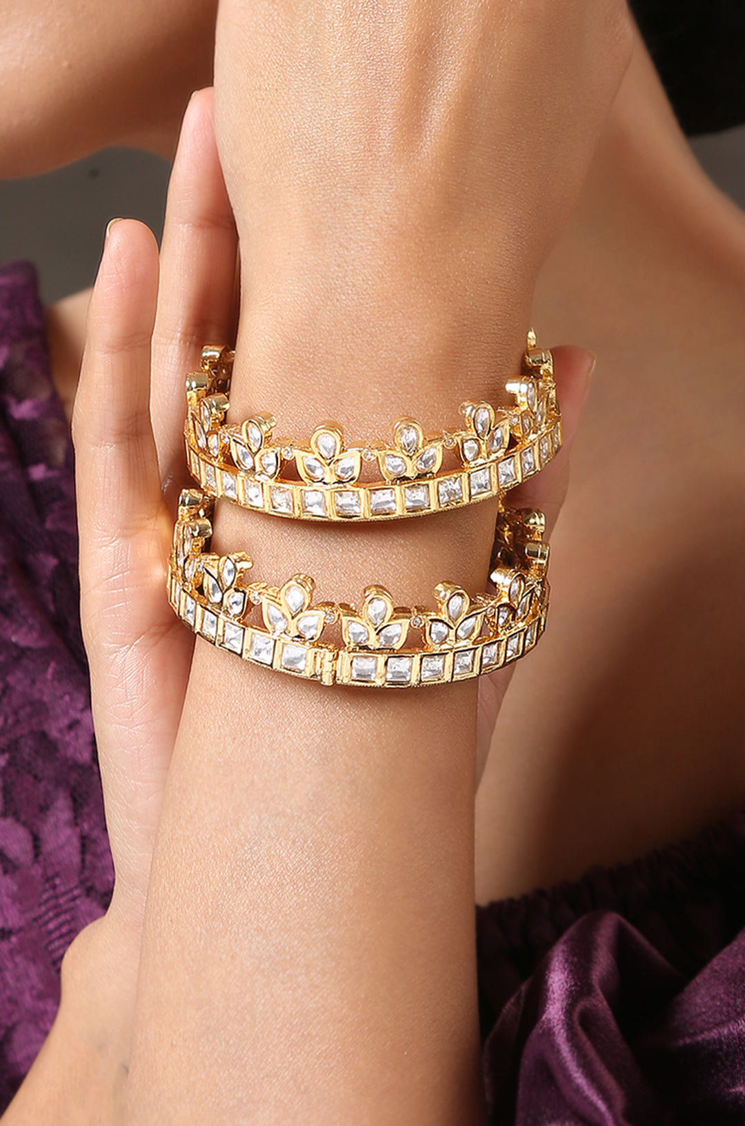 Vaarini Kundan Bangles - Set of 2