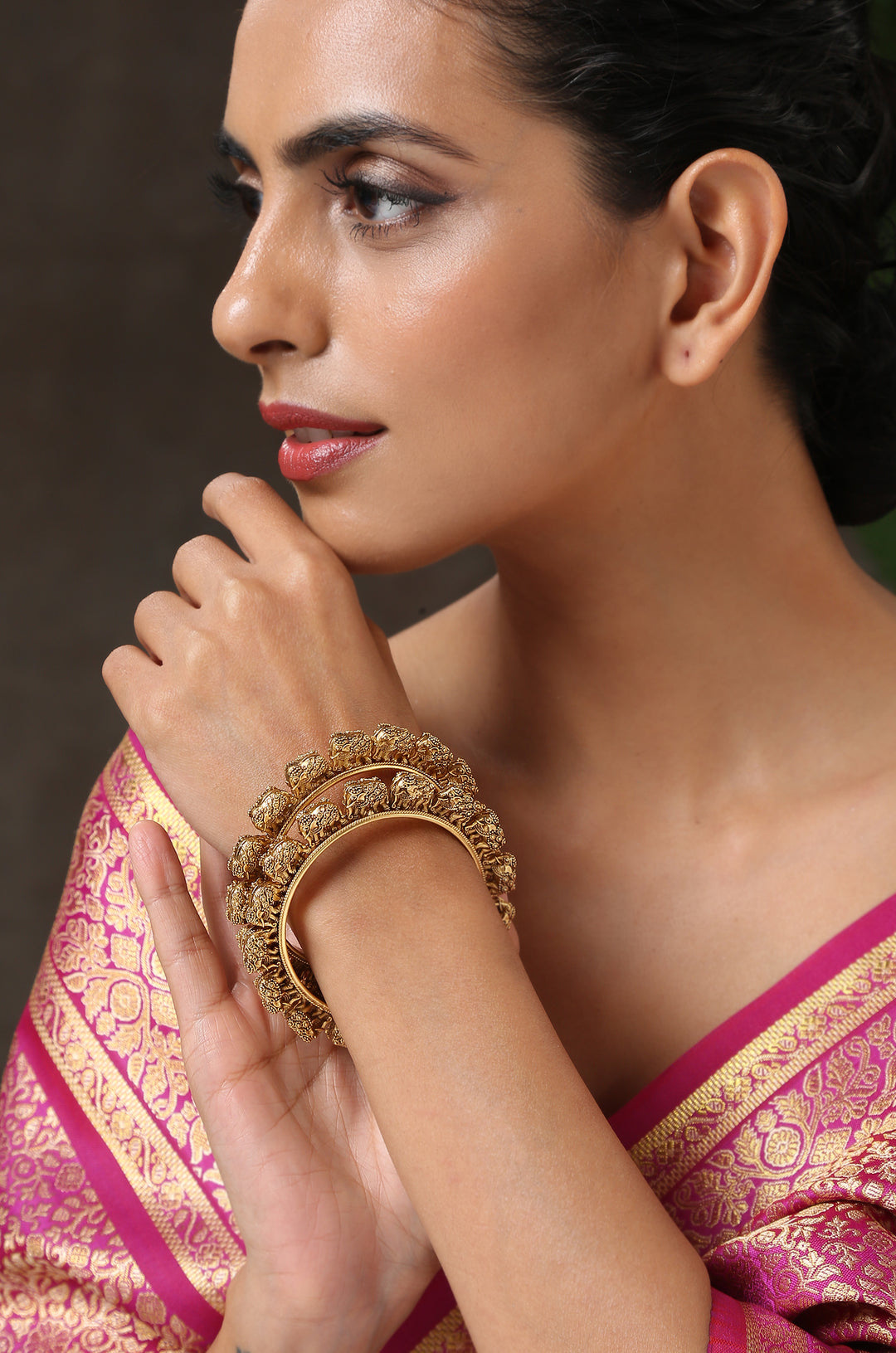 Tavisha Temple Work Embossed Bangles - Set of 2