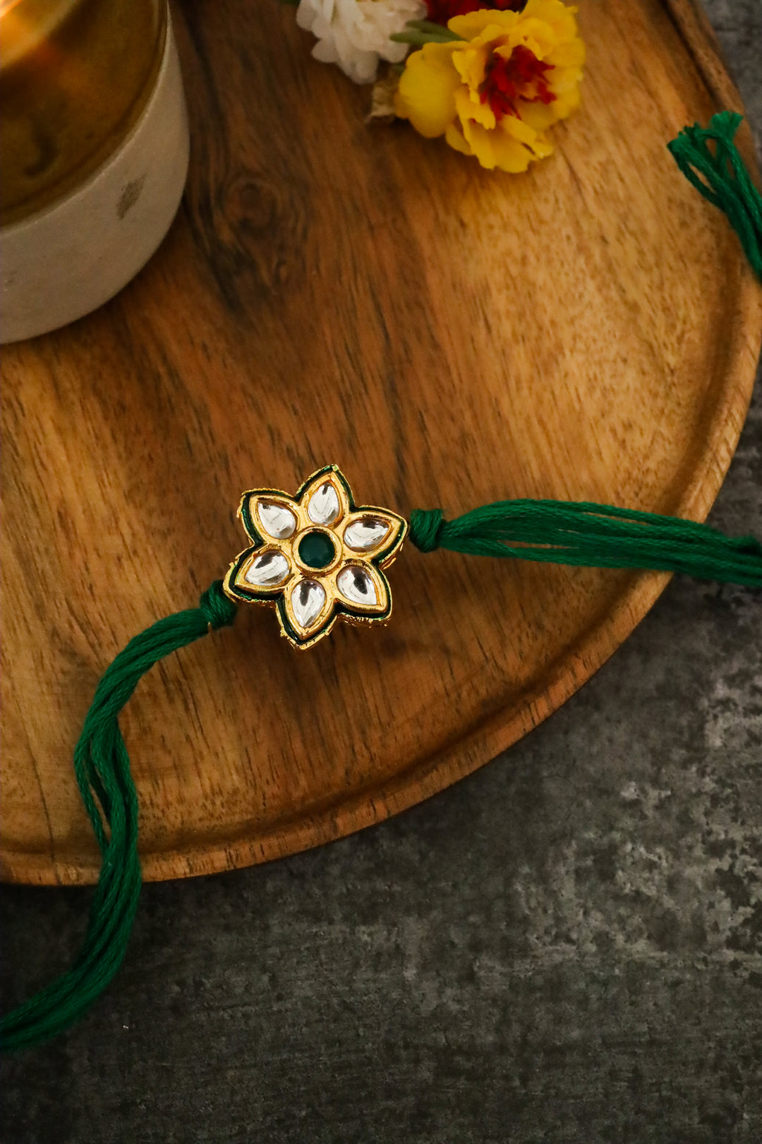 Saransh Gold Plated Kundan Rakhi