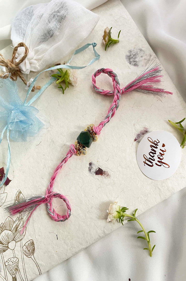 Vinay Pink Beaded Rakhi